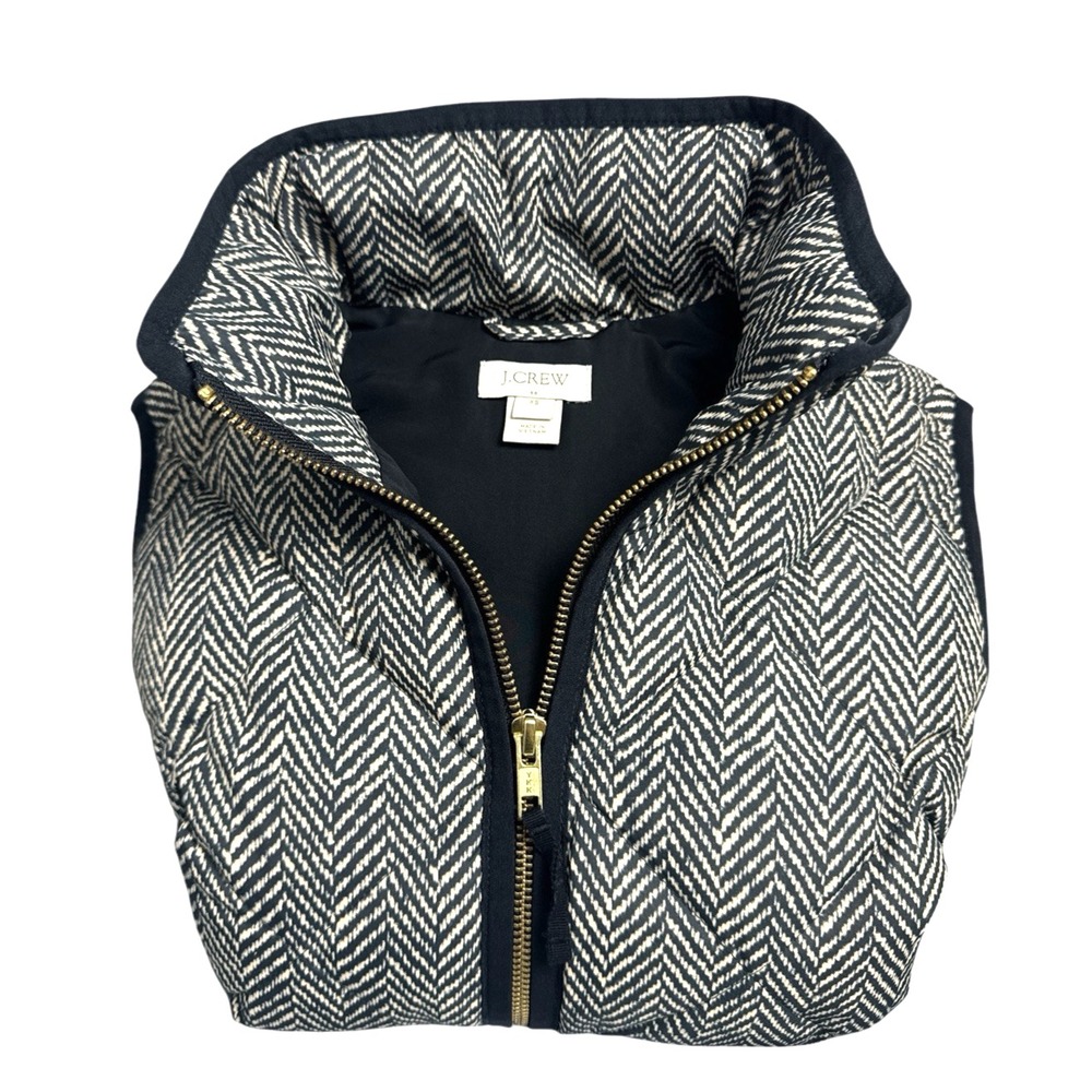 J.Crew Women's Herringbone Excursion Down Vest XS - Black/Tan, Size XS